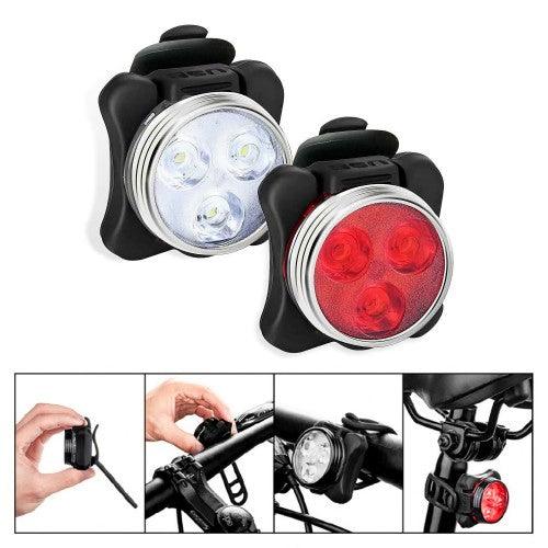 2PCS LED Bike Light Set, Front Headlight and Rear Bicycle Tail Light with 4 Light Modes, IPX4 Water Resistant, USB Charging - Toytexx 2PCS LED Bike Light Set, Front Headlight and Rear Bicycle Tail Light with 4 Light Modes, IPX4 Water Resistant, USB Charging - Toytexx